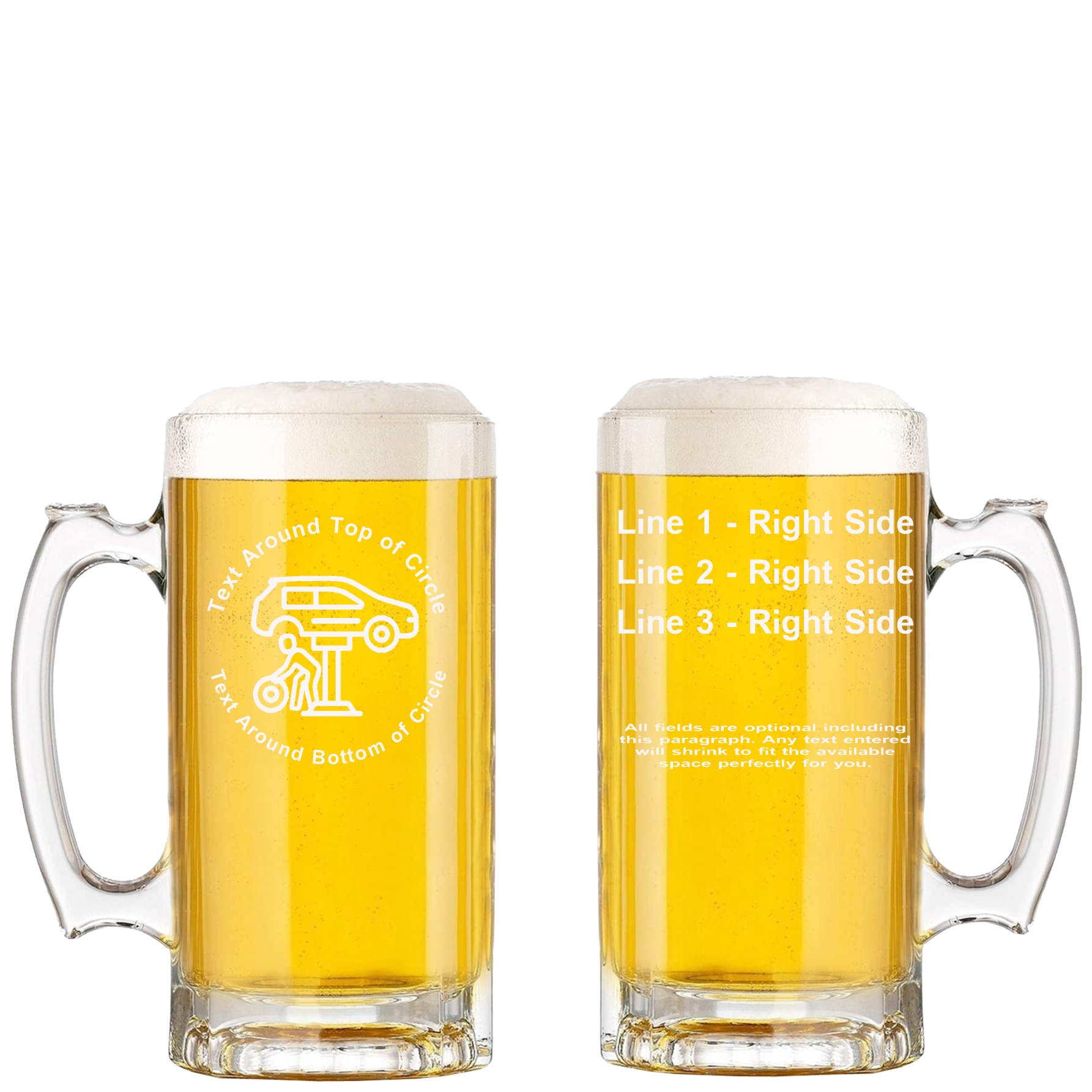Personalized 16oz glass beer mug