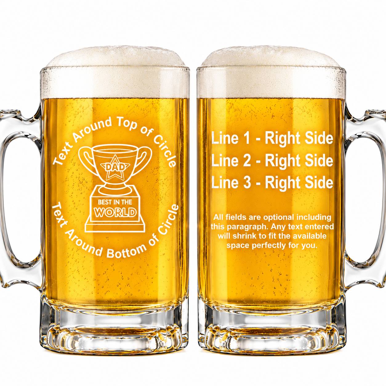 Personalized 16oz glass beer mug