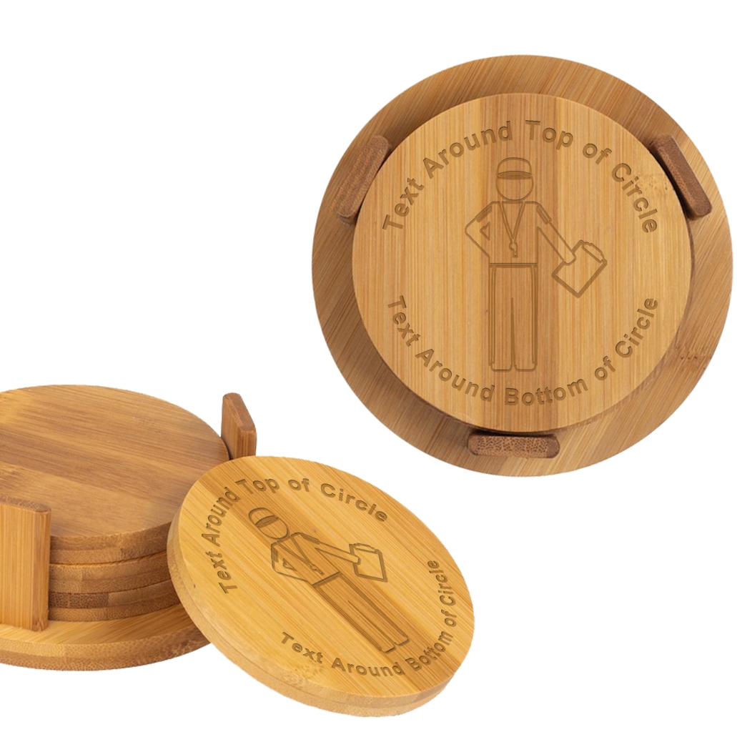 Personalized bamboo coaster set